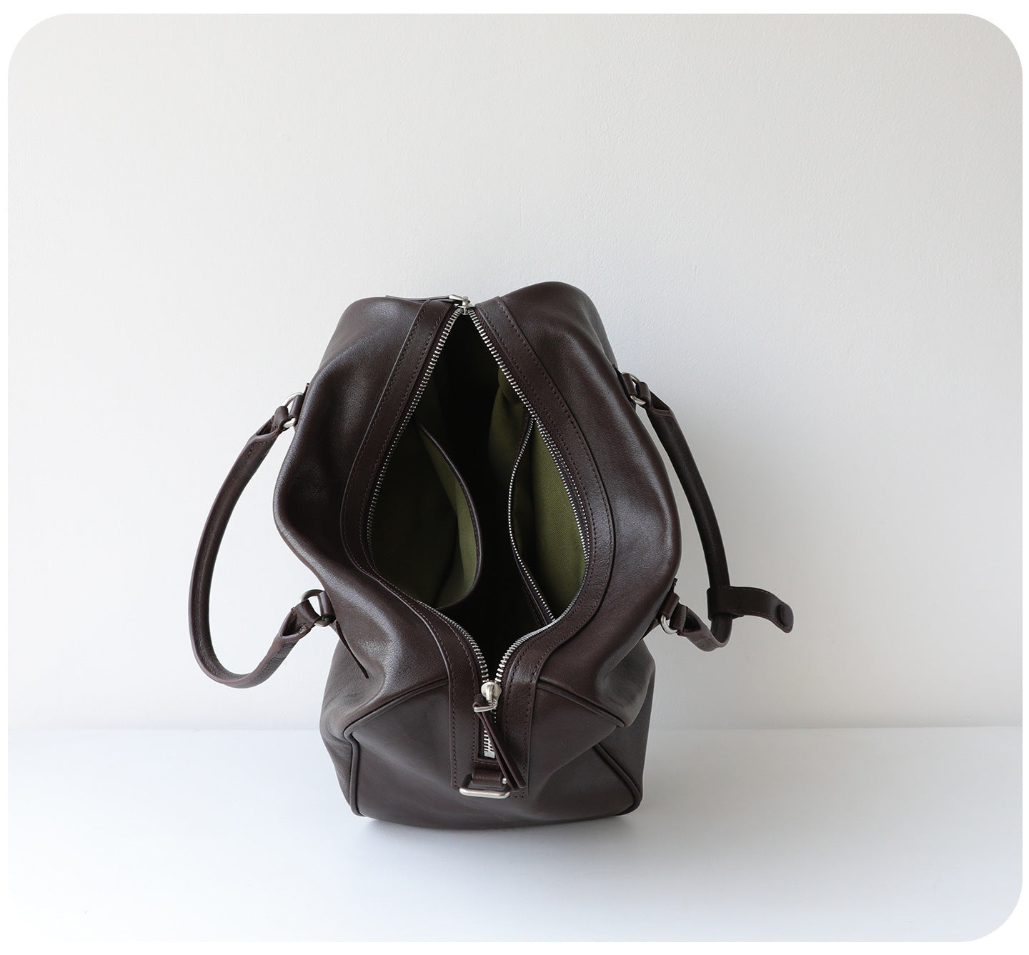 Women's Vegetable-Tanned Cowhide Leather Boston Bag | Vintage Pillow Tote | Top Handle Shoulder Crossbody Handbag in Two Sizes
