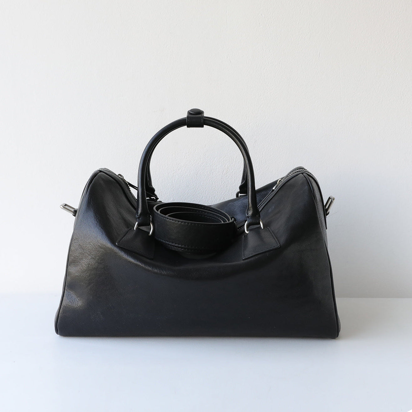 Women's Vegetable-Tanned Cowhide Leather Boston Bag | Vintage Pillow Tote | Top Handle Shoulder Crossbody Handbag in Two Sizes