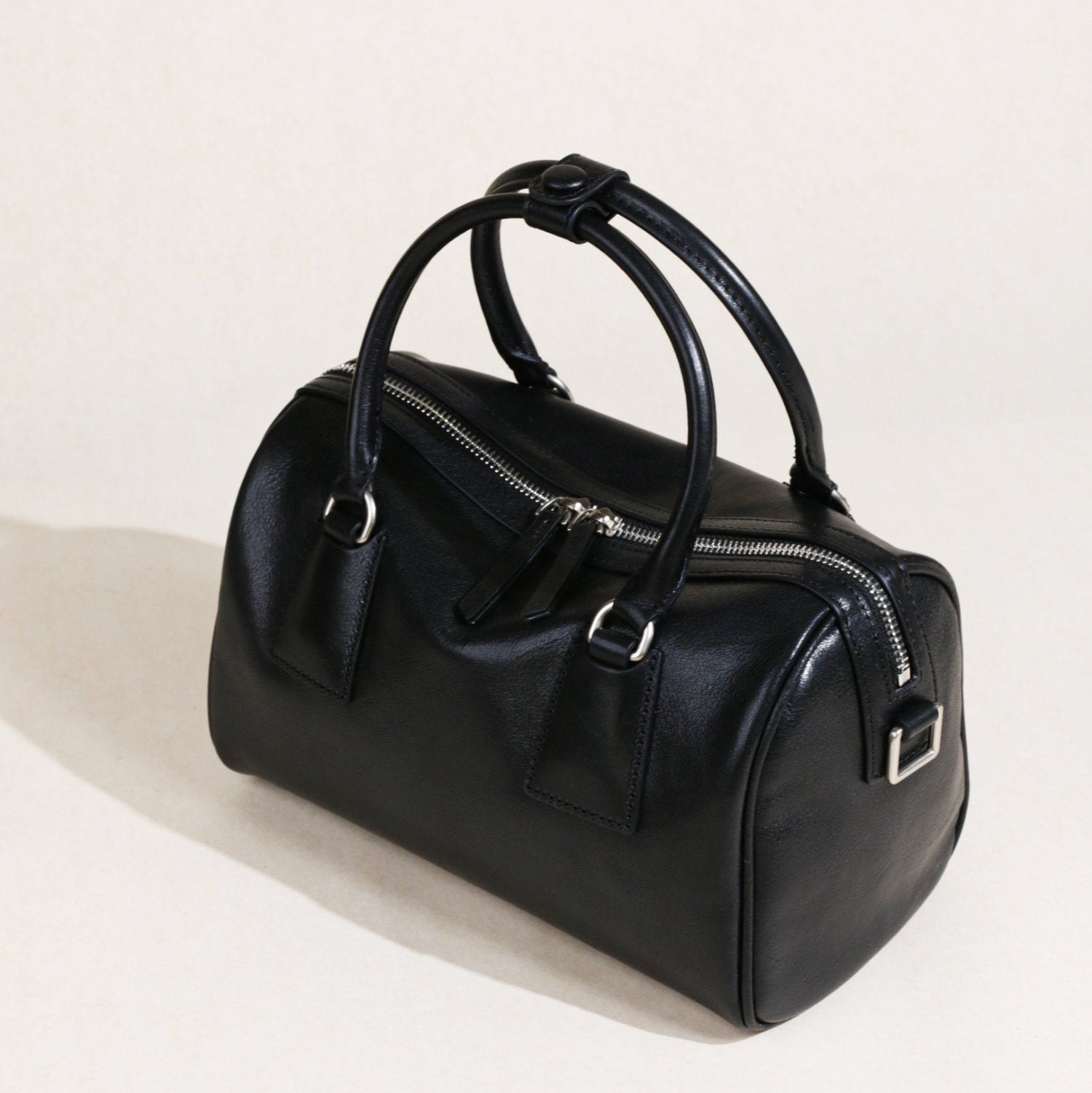 Women's Vegetable-Tanned Cowhide Leather Boston Bag | Vintage Pillow Tote | Top Handle Shoulder Crossbody Handbag in Two Sizes