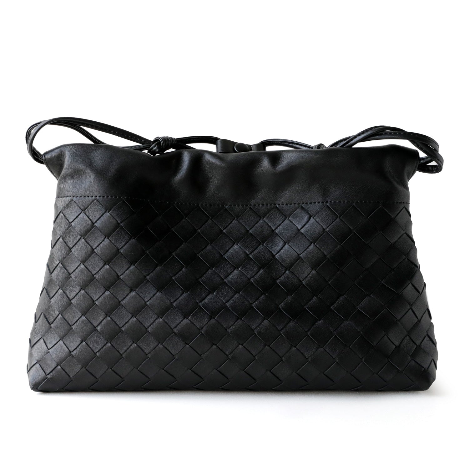 Women's Woven Lambskin Leather Cloud Bag | Drawstring Shoulder Bag with Gold Chain | Luxury Intrecciato Leather Crossbody Handbag