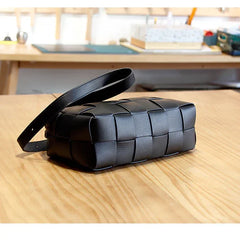 Women’s Woven Leather Boston Bag, Designer Real Genuine Leather Shoulder & Crossbody Handbag