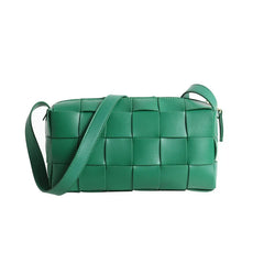 Women’s Woven Leather Boston Bag, Designer Real Genuine Leather Shoulder & Crossbody Handbag