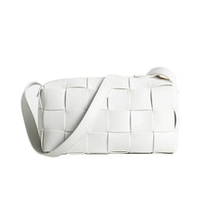 Women’s Woven Leather Boston Bag, Designer Real Genuine Leather Shoulder & Crossbody Handbag