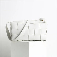 Women’s Woven Leather Boston Bag, Designer Real Genuine Leather Shoulder & Crossbody Handbag