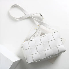 Women’s Woven Leather Boston Bag, Designer Real Genuine Leather Shoulder & Crossbody Handbag