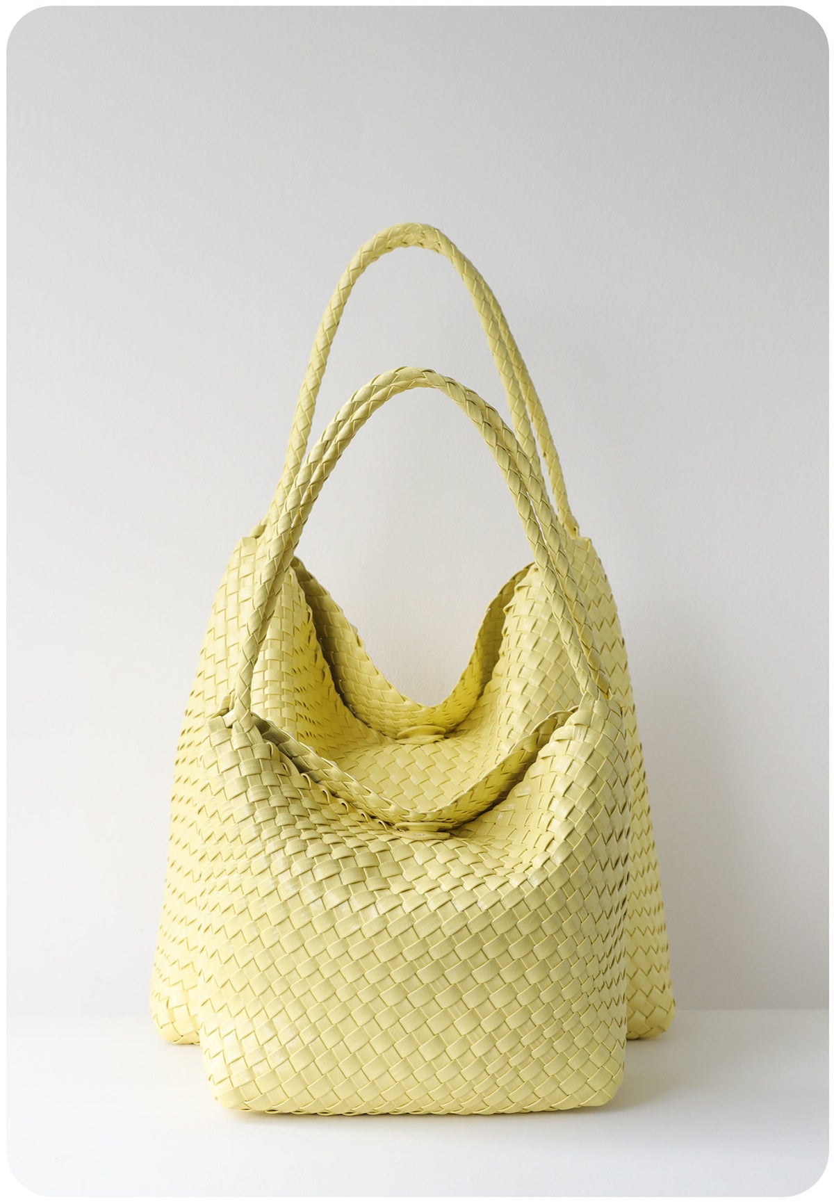 Women's Handwoven Vegan Leather Hobo Tote Bag | Intrecciato Shoulder Bag | Two Sizes | Lightweight Everyday Handbag for Women