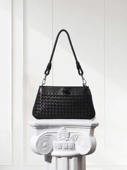Woven Lambskin Leather Shoulder Bag | Handcrafted Vintage Crossbody Bag