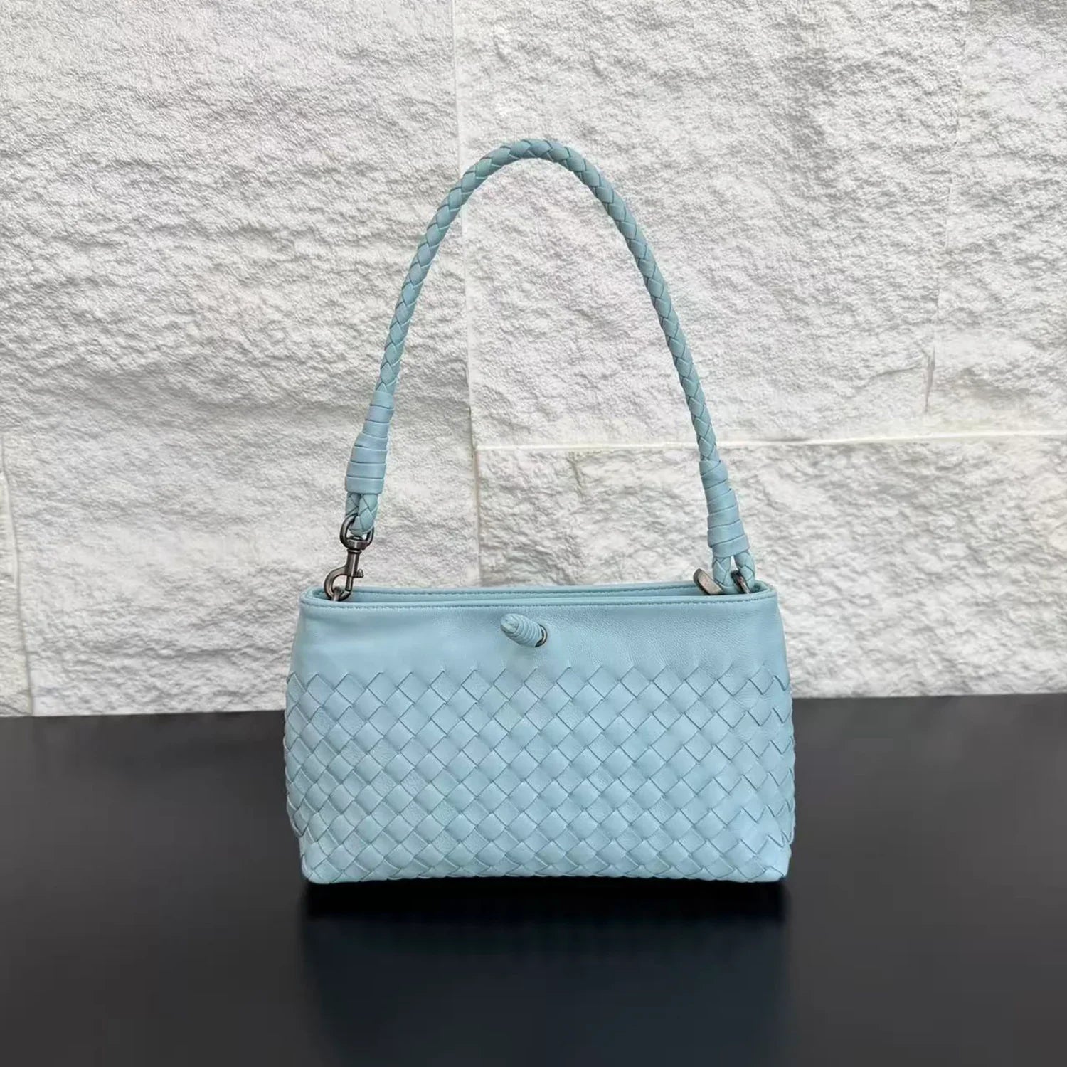 Woven Lambskin Leather Shoulder Bag | Handcrafted Vintage Crossbody Bag