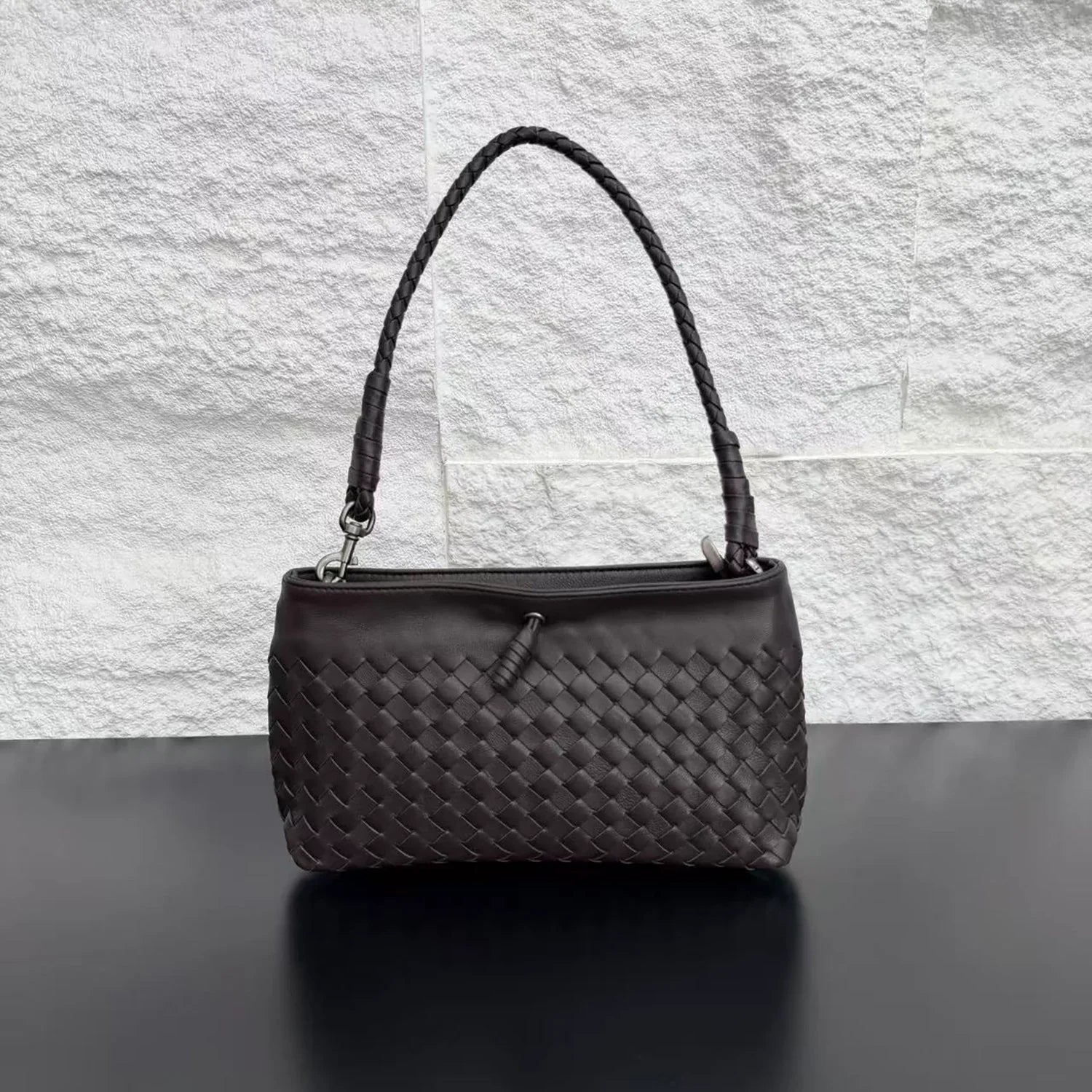 Woven Lambskin Leather Shoulder Bag | Handcrafted Vintage Crossbody Bag
