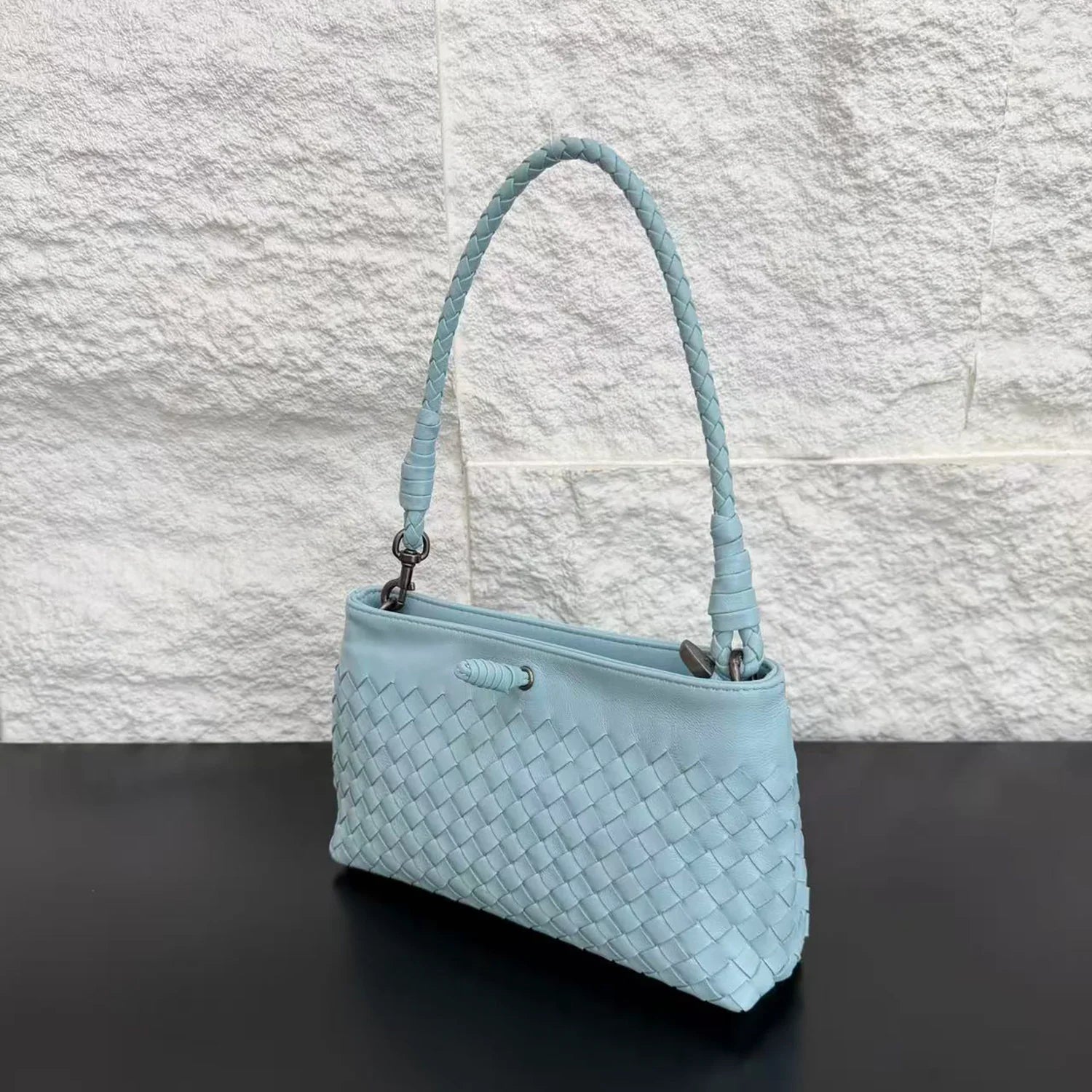 Woven Lambskin Leather Shoulder Bag | Handcrafted Vintage Crossbody Bag