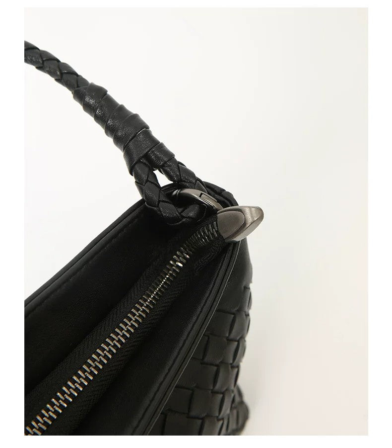 Woven Lambskin Leather Shoulder Bag | Handcrafted Vintage Crossbody Bag