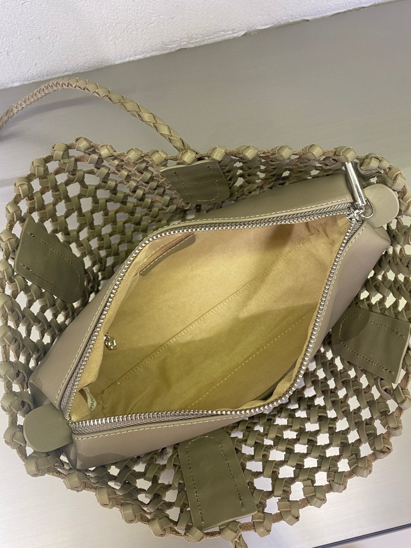 Woven Leather Cutout Tote Bag | Handcrafted Full Grain Cowhide Basket Bag