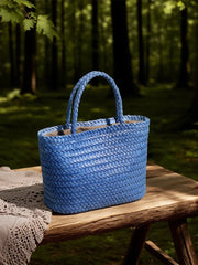 Woven Leather Purse for Women, Handmade Vintage Full Grain Leather Basket Tote, Leather Top Handle Handbag