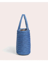 Woven Leather Purse for Women, Handmade Vintage Full Grain Leather Basket Tote, Leather Top Handle Handbag