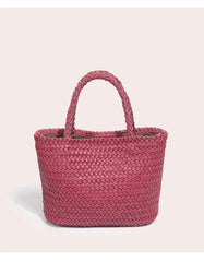 Woven Leather Purse for Women, Handmade Vintage Full Grain Leather Basket Tote, Leather Top Handle Handbag
