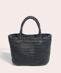 Woven Leather Purse for Women, Handmade Vintage Full Grain Leather Basket Tote, Leather Top Handle Handbag
