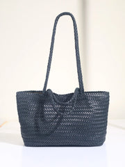 Woven Leather Purse for Women, Handmade Vintage Full Grain Leather Basket Tote, Leather Top Handle Handbag