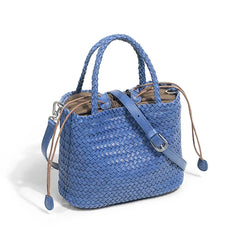 Woven Leather Purse for Women, Handmade Vintage Full Grain Leather Basket Tote, Leather Top Handle Handbag