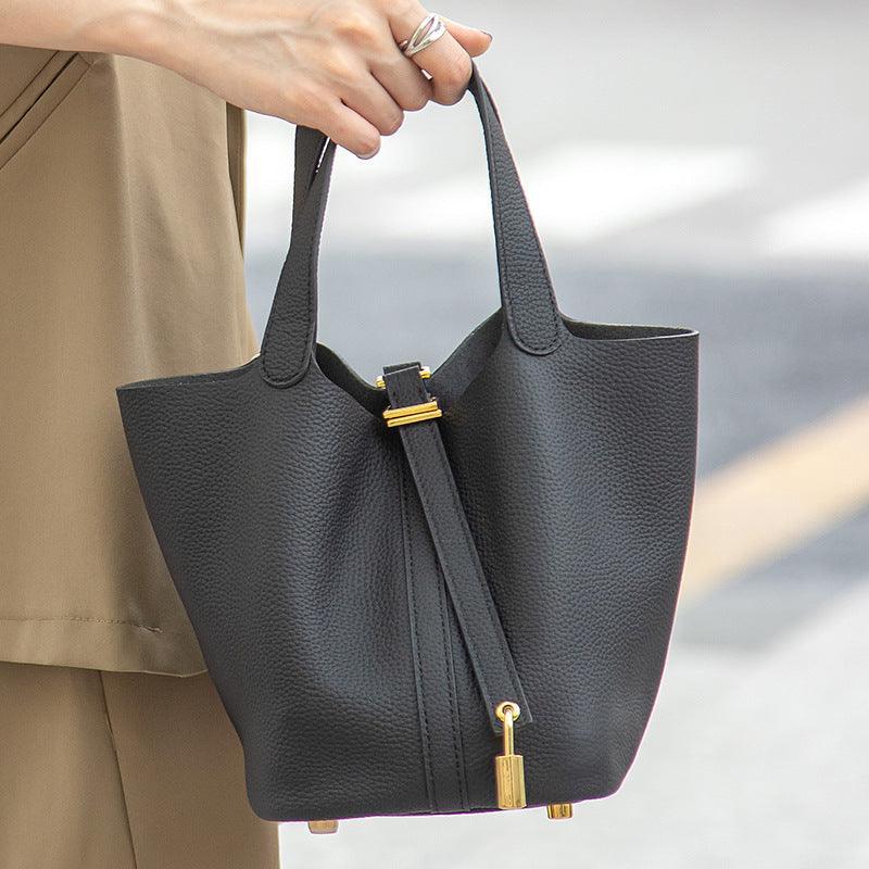 Alexel Genuine Leather handbag Women Leather Bucket Bag, Top Handle Purse, Luxury Bag, Designer Bag, Gift for Her - Alexel Crafts