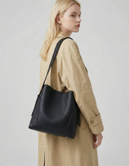 Minimalist Pebbled Cowhide Leather Bucket Bag | Handcrafted Leather Shoulder Bag, Chic Crossbody Bag, Gift for Her