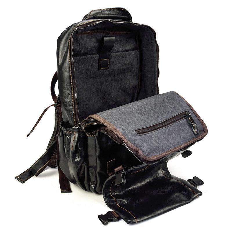 Black Leather Backpack for Women and Men Genuine Leather Travelling Bag Laptop Bag Travel Backpack Shoulder Bag Best Satchel Bag - Alexel Crafts