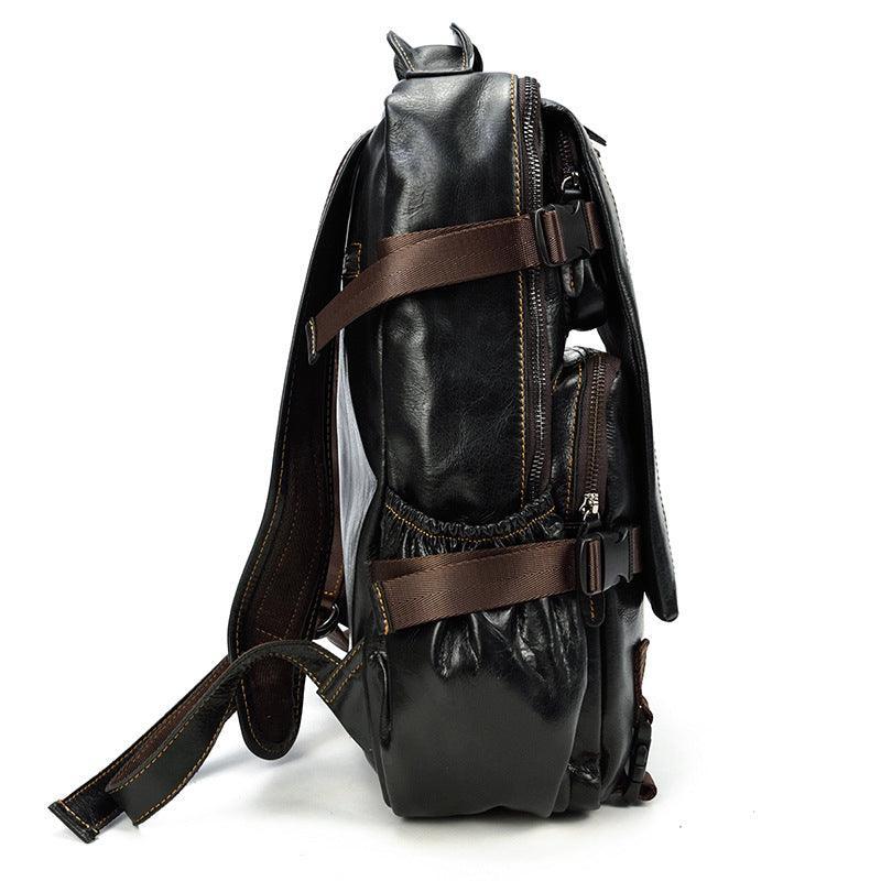 Black Leather Backpack for Women and Men Genuine Leather Travelling Bag Laptop Bag Travel Backpack Shoulder Bag Best Satchel Bag - Alexel Crafts