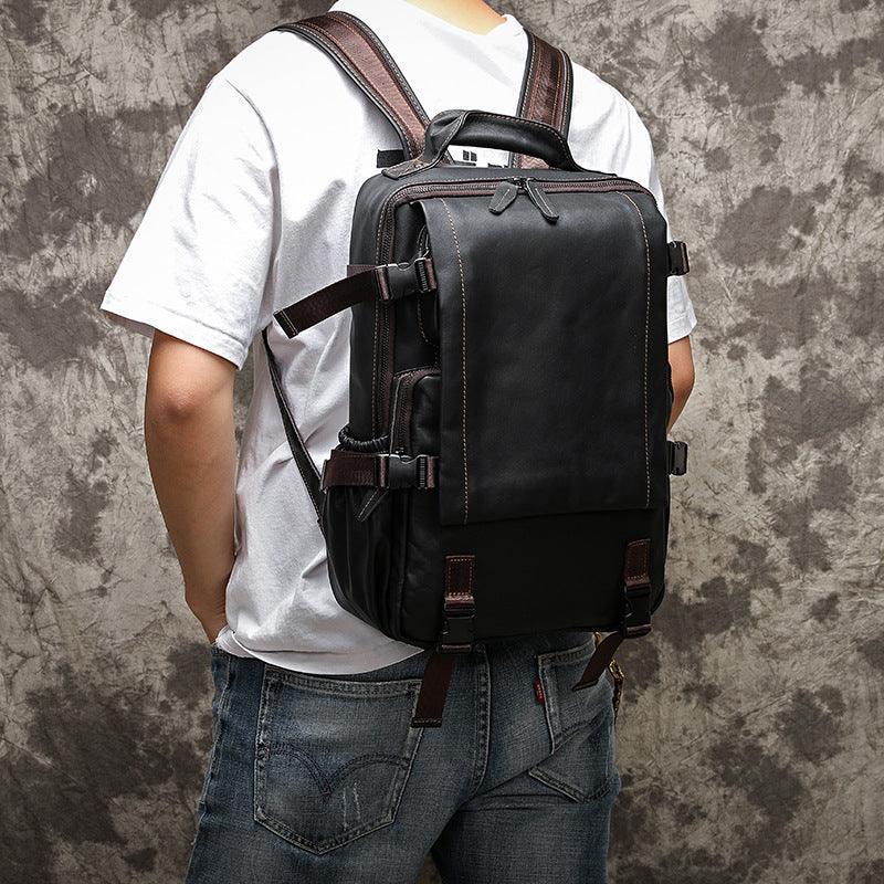 Black Leather Backpack for Women and Men Genuine Leather Travelling Bag Laptop Bag Travel Backpack Shoulder Bag Best Satchel Bag - Alexel Crafts