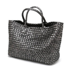 Chic Serpent Print Tote Bag - Luxurious Metallic & Vivid Hues Handwoven Vegan Leather Tote/Weekend Bag - Alexel Crafts