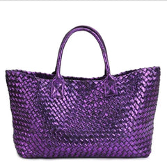 Chic Serpent Print Tote Bag - Luxurious Metallic & Vivid Hues Handwoven Vegan Leather Tote/Weekend Bag - Alexel Crafts