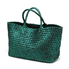 Chic Serpent Print Tote Bag - Luxurious Metallic & Vivid Hues Handwoven Vegan Leather Tote/Weekend Bag - Alexel Crafts