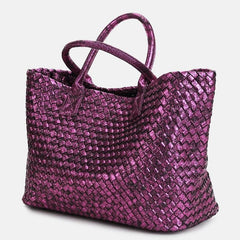 Chic Serpent Print Tote Bag - Luxurious Metallic & Vivid Hues Handwoven Vegan Leather Tote/Weekend Bag - Alexel Crafts