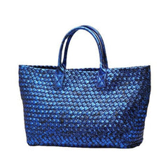 Chic Serpent Print Tote Bag - Luxurious Metallic & Vivid Hues Handwoven Vegan Leather Tote/Weekend Bag - Alexel Crafts