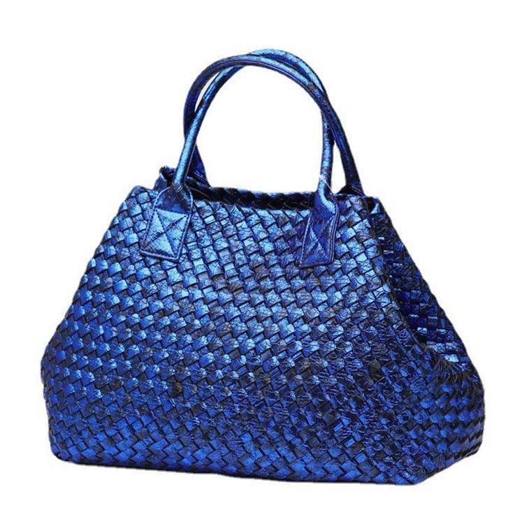 Chic Serpent Print Tote Bag - Luxurious Metallic & Vivid Hues Handwoven Vegan Leather Tote/Weekend Bag - Alexel Crafts