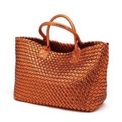 Chic Serpent Print Tote Bag - Luxurious Metallic & Vivid Hues Handwoven Vegan Leather Tote/Weekend Bag - Alexel Crafts