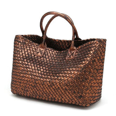 Chic Serpent Print Tote Bag - Luxurious Metallic & Vivid Hues Handwoven Vegan Leather Tote/Weekend Bag - Alexel Crafts