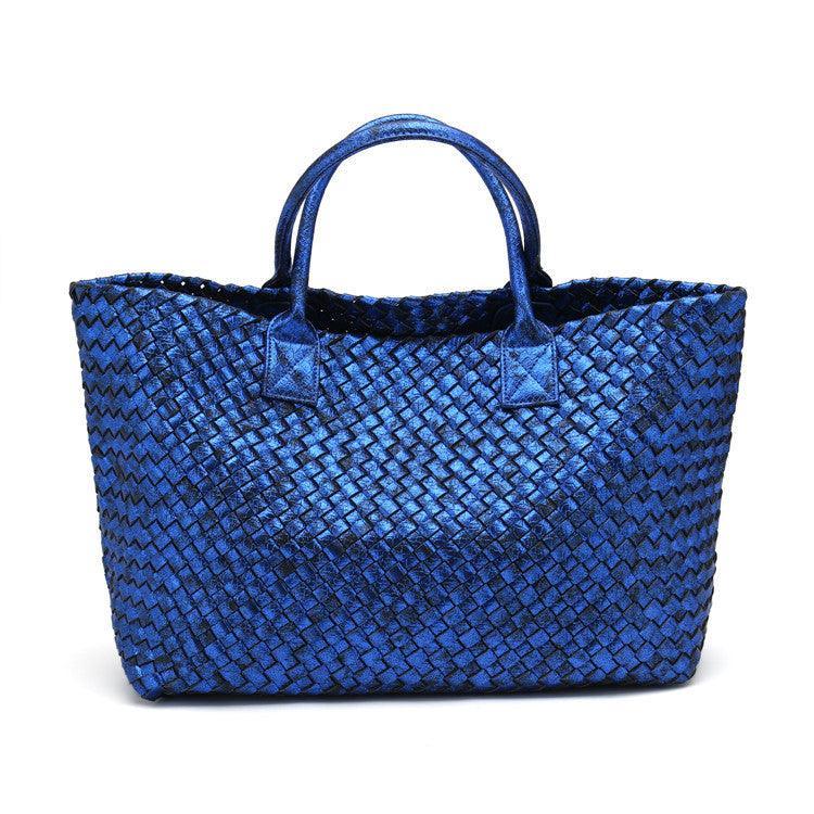 Chic Serpent Print Tote Bag - Luxurious Metallic & Vivid Hues Handwoven Vegan Leather Tote/Weekend Bag - Alexel Crafts