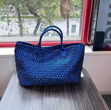 Chic Serpent Print Tote Bag - Luxurious Metallic & Vivid Hues Handwoven Vegan Leather Tote/Weekend Bag - Alexel Crafts