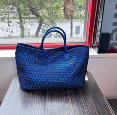 Chic Serpent Print Tote Bag - Luxurious Metallic & Vivid Hues Handwoven Vegan Leather Tote/Weekend Bag - Alexel Crafts