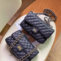 Classic Genuine Caviar Leather Handbag, Crossbody Bag, Classic Flap Bag Caviar, Leather Shoulder Purse, Chain Strap Lock Bag, Christmas Gift - Alexel Crafts
