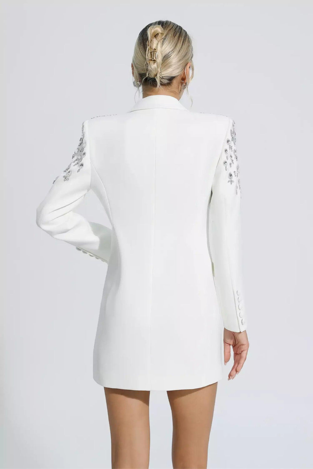 Elegant Handcrafted Diamond Beaded and Embellished Tailored Blazer Dress - Alexel Crafts