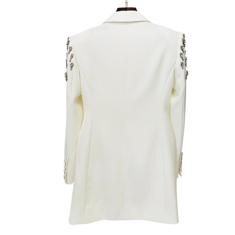 Elegant Handcrafted Diamond Beaded and Embellished Tailored Blazer Dress - Alexel Crafts