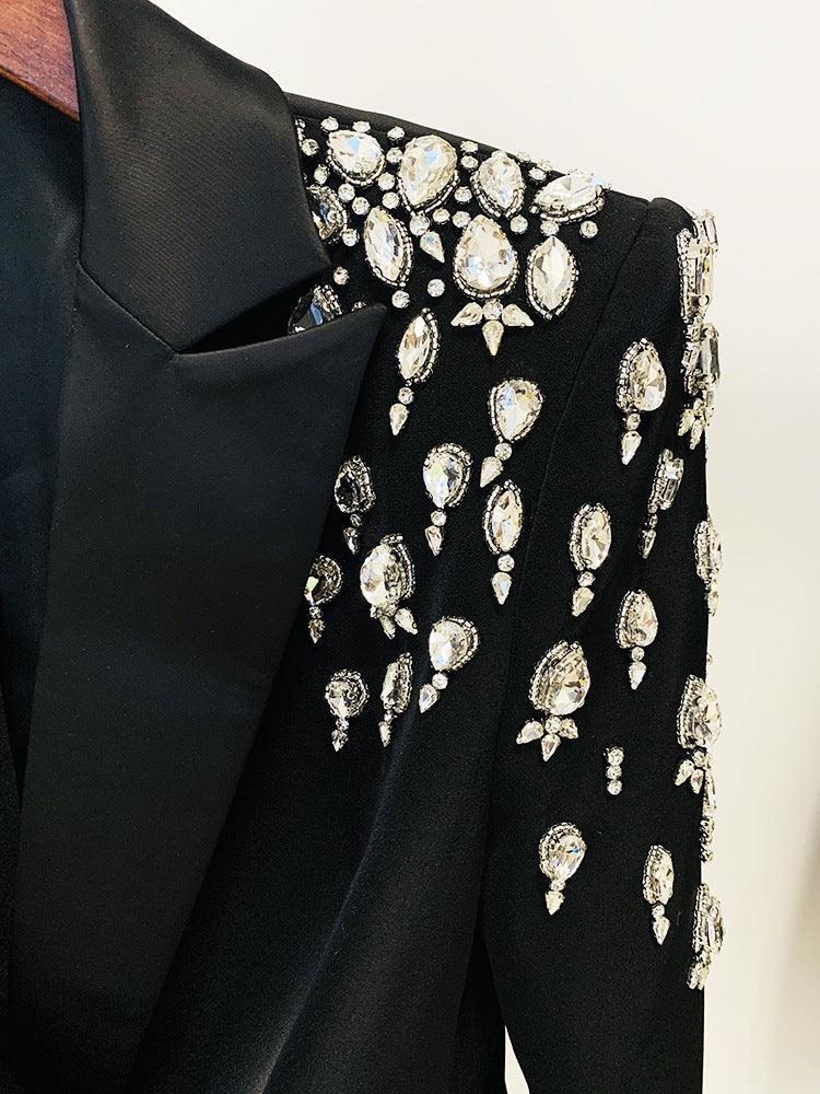 Elegant Handcrafted Diamond Beaded and Embellished Tailored Blazer Dress - Alexel Crafts