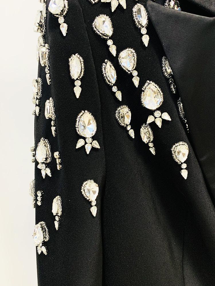 Elegant Handcrafted Diamond Beaded and Embellished Tailored Blazer Dress - Alexel Crafts