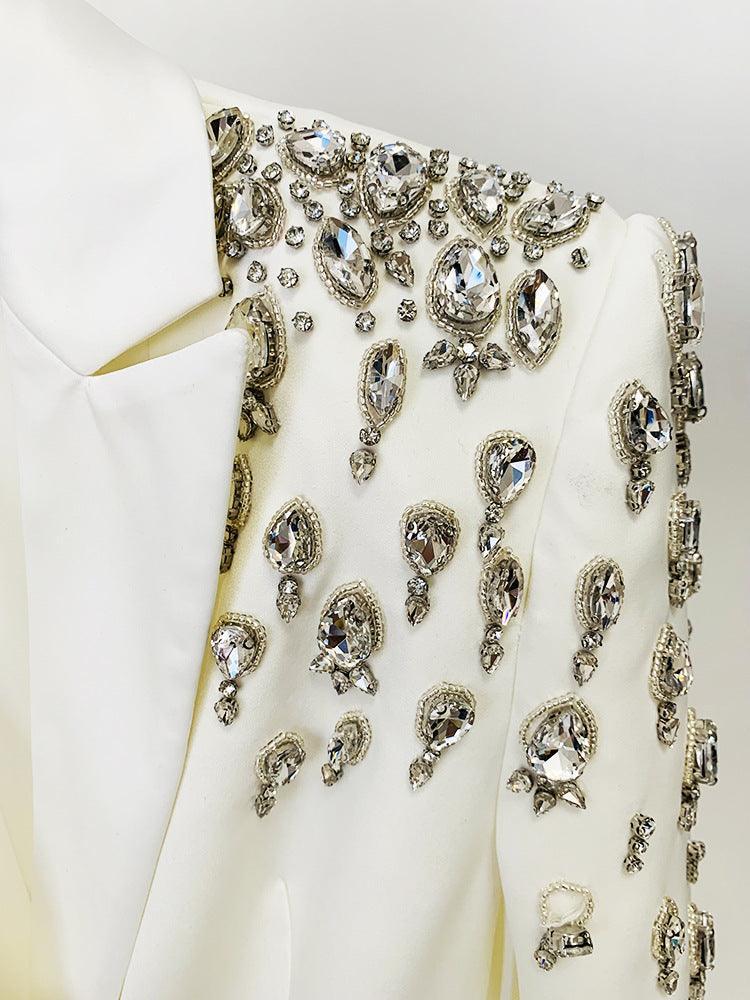 Elegant Handcrafted Diamond Beaded and Embellished Tailored Blazer Dress - Alexel Crafts