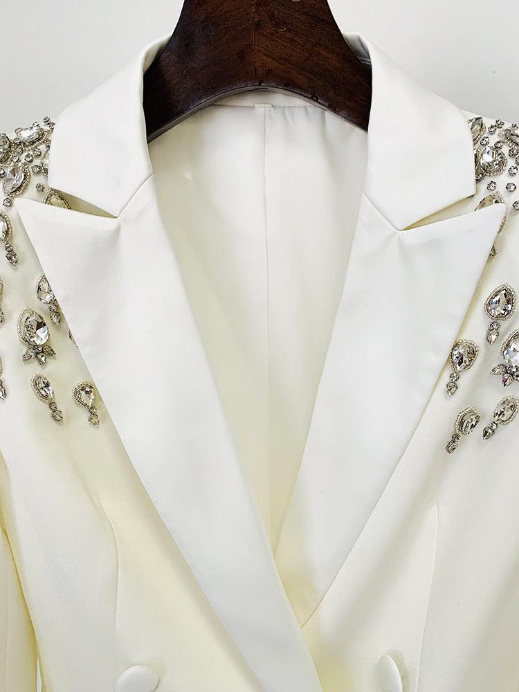 Elegant Handcrafted Diamond Beaded and Embellished Tailored Blazer Dress - Alexel Crafts