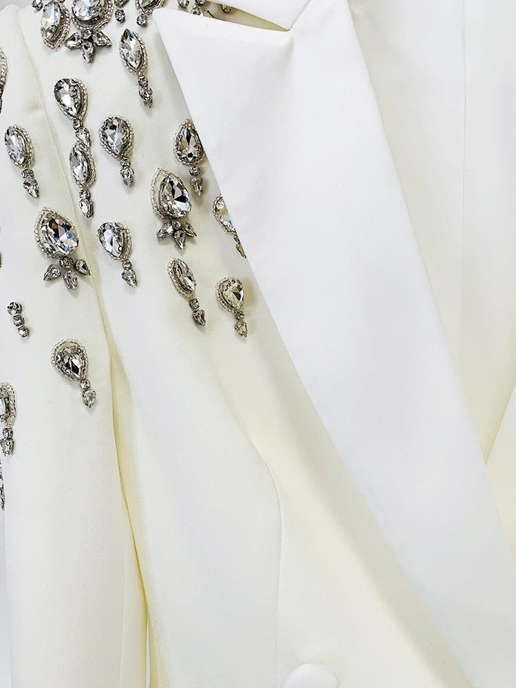 Elegant Handcrafted Diamond Beaded and Embellished Tailored Blazer Dress - Alexel Crafts