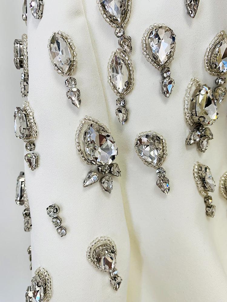 Elegant Handcrafted Diamond Beaded and Embellished Tailored Blazer Dress - Alexel Crafts