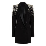 Elegant Handcrafted Diamond Beaded and Embellished Tailored Blazer Dress - Alexel Crafts