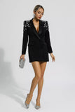 Elegant Handcrafted Diamond Beaded and Embellished Tailored Blazer Dress - Alexel Crafts