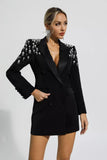 Elegant Handcrafted Diamond Beaded and Embellished Tailored Blazer Dress - Alexel Crafts